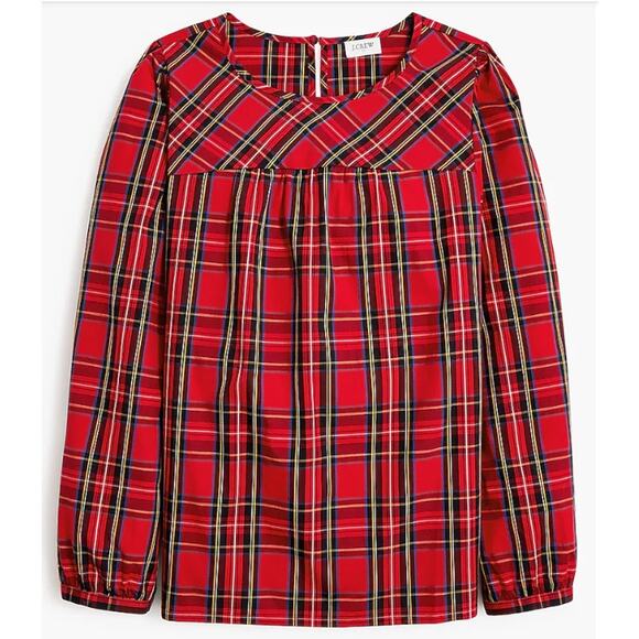 J. Crew Factory Red Tartan Cotton Poplin Top Size XXL - Picture 1 of 8